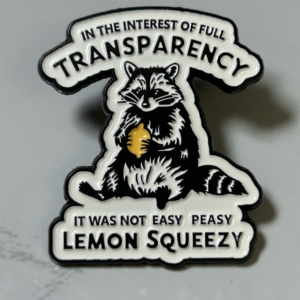 Raccoon Enamel Pin - Black and White